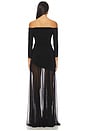 view 3 of 3 Off Shoulder Sweetheart Combo Flared Gown in Black & Black Mesh