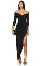 view 1 of 3 Off Shoulder Sweetheart Side Drape Gown in Black