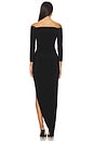 view 3 of 3 Off Shoulder Sweetheart Side Drape Gown in Black