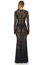 view 3 of 3 Long Sleeve V Neck Shirred Front Fishtail Gown in Black