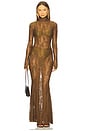view 1 of 3 x REVOLVE Long Sleeve Turtleneck Fishtail Gown in Bark