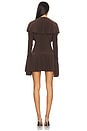 view 3 of 3 VESTIDO CURTO DE MANGA COMPRIDA COM DECOTE EM V PROFUNDO E BABADOS in Chocolate