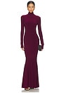 view 1 of 3 Long Sleeve Turtle Fishtail Gown in Plum