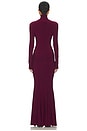 view 3 of 3 Long Sleeve Turtle Fishtail Gown in Plum