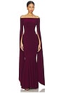 view 1 of 3 Off Shoulder Ribbon Sleeve Fishtail Gown in Plum