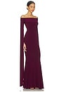 view 2 of 3 Off Shoulder Ribbon Sleeve Fishtail Gown in Plum