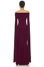 view 3 of 3 Off Shoulder Ribbon Sleeve Fishtail Gown in Plum