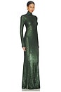 view 2 of 4 Long Sleeve Turtle Fishtail Gown in Dark Emerald