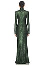 view 3 of 4 Long Sleeve Turtle Fishtail Gown in Dark Emerald