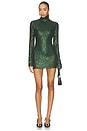 view 1 of 4 Long Sleeve Slim Fit Turtleneck Pickleball Dress in Dark Emerald