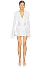 view 1 of 3 Long Sleeve Deep V Ruffle Mini Dress in Snow White