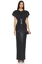 view 1 of 4 VESTIDO CAP SLEEVE SHOULDER PAD LONG in Black