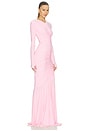 view 2 of 4 ROBE DE SOIRÉE LONG SLEEVE V NECK SHIRRED FRONT FISHTAIL in Ballet Pink