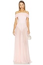 view 1 of 3 Sleeveless Cowl Neck Combo Flared Gown in Ballet Pink