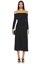 view 1 of 3 3/4 Sleeve Cowl Neck Flared Dress in Black