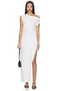 view 1 of 3 x Lifestyle Drop Shoulder Long Dress With Side Slit in Snow White