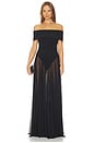 view 1 of 3 Sleeveless Cowl Neck Combo Flared Gown in Black