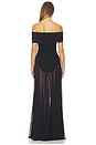 view 3 of 3 Sleeveless Cowl Neck Combo Flared Gown in Black