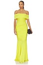 view 1 of 3 Sleeveless Cowl Neck Side Shirred Fishtail Gown in Serene Yellow
