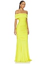 view 2 of 3 Sleeveless Cowl Neck Side Shirred Fishtail Gown in Serene Yellow