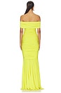view 3 of 3 Sleeveless Cowl Neck Side Shirred Fishtail Gown in Serene Yellow