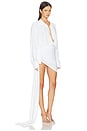 view 2 of 3 Super Oversized Shirt Side Drape Dress in Snow White