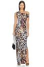 view 1 of 3 Drop Shoulder Fitted Gown in Urban Animal