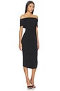 view 2 of 3 Sleeveless Cowl Neck Side Shirred Dress Below Knee in Black