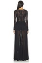 view 4 of 4 Long Sleeve Crew Flared Gown in Black & Black Mesh