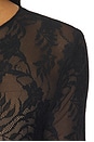 view 5 of 4 Long Sleeve Crew Flared Gown in Black & Black Mesh