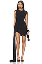 view 1 of 4 Sleeveless Side Drape Mini Dress With Bow in Black