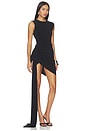 view 2 of 4 Sleeveless Side Drape Mini Dress With Bow in Black