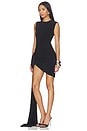 view 3 of 4 Sleeveless Side Drape Mini Dress With Bow in Black