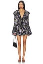 view 1 of 3 Long Sleeve Deep V Ruffle Mini Dress in Lavender Floral