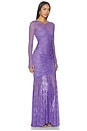 view 2 of 3 Long Sleeve V Neck Fishtail Gown in Lavender