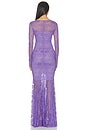view 3 of 3 Long Sleeve V Neck Fishtail Gown in Lavender