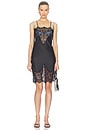 view 4 of 5 Bias Slip Dress To Knee With Lace in Black
