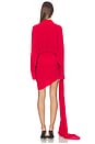view 4 of 3 Oversized Shirt Side Drape Dress With Bow in Tiger Red