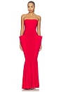 view 1 of 3 Strapless Wing Fishtail Gown in Tiger Red