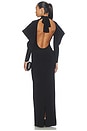 view 4 of 3 Wing Sleeve Open Back Bow Neck Gown in Black