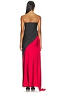 view 4 of 3 Spliced Bias Strapless Gown With Bow in Tiger Red & Black