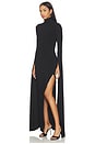 view 2 of 3 Open Back Ribbon Sleeve Turtleneck Gown in Black