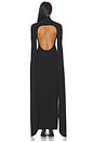 view 4 of 3 Open Back Ribbon Sleeve Turtleneck Gown in Black