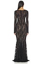view 4 of 4 Shirred Front Fishtail Gown in Black & Dark Nude Mesh