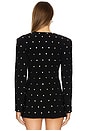 view 3 of 5 Long Sleeve Shoulder Pad V Neck Zip Front Jacket in Black Studs