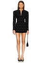 view 4 of 5 Long Sleeve Shoulder Pad V Neck Zip Front Jacket in Black Studs