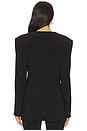 view 3 of 4 Long Sleeve Shoulder Pad V Neck Zip Front Jacket in Black