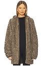 view 1 of 5 Oversized Raglan Sleeve Zip Front Hooded Jacket in Bark