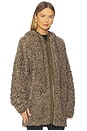 view 3 of 5 Oversized Raglan Sleeve Zip Front Hooded Jacket in Bark