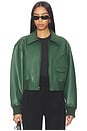 view 1 of 5 Mens Zip Front Classic Cropped Jacket in Dark Emerald